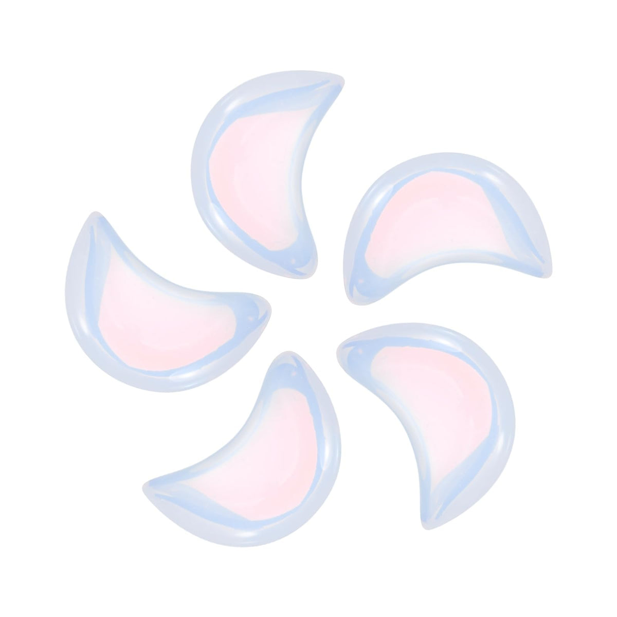 MECCANIXITY 5 Pcs Moon Crystal Worry Stone, 0.5 Inch Length Natural Opalite Moon Gemstone Bulk, Carved Pocket Stones for Meditation Balancing Pendant Decor