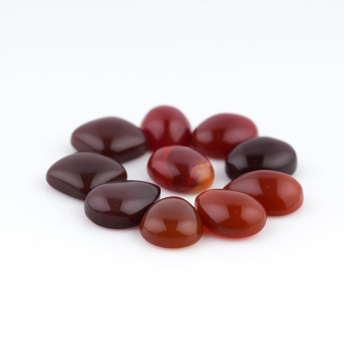 ColouredRocks (8-9 pcs. MEXICAN FIRE OPAL, Mix Shape, Natural Cabochon Crystals, Loose Gemstone, Wholesale Polished Supply, Jewelry Making, DIY Craft, Gem Collection (8-12 mm.)