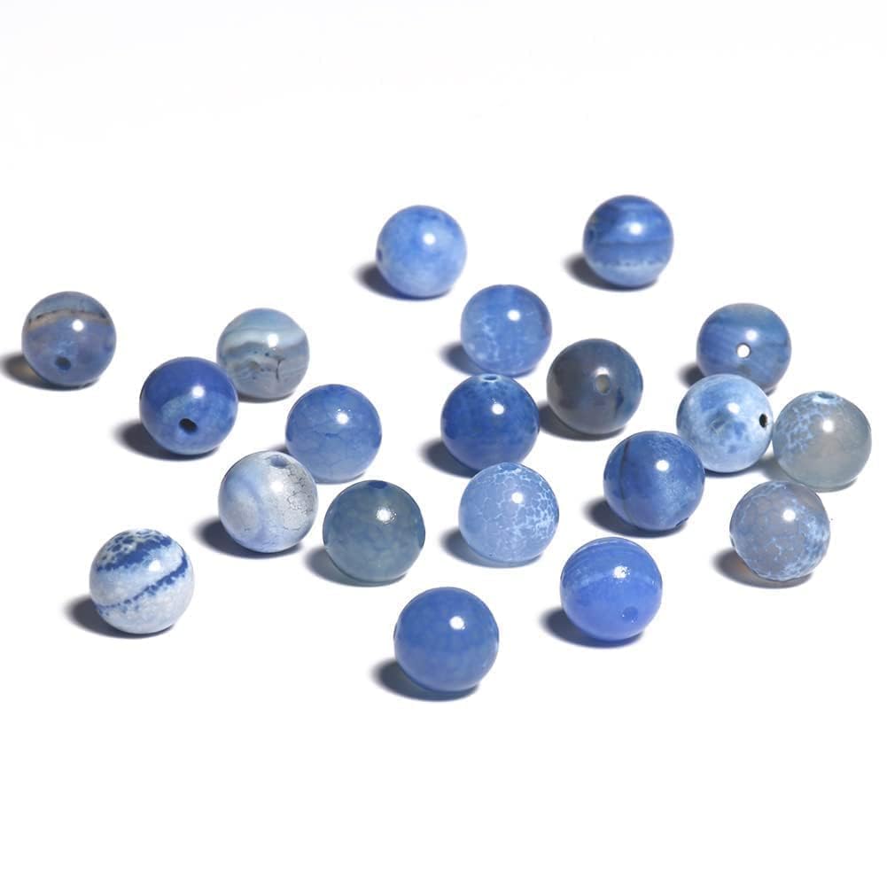 Yochus 60pcs Blue Fire Agate Stone Beads，6mm Healing Power Natural Stone Round Loose Beads for Jewelry Making Earring Necklace DIY Crafts