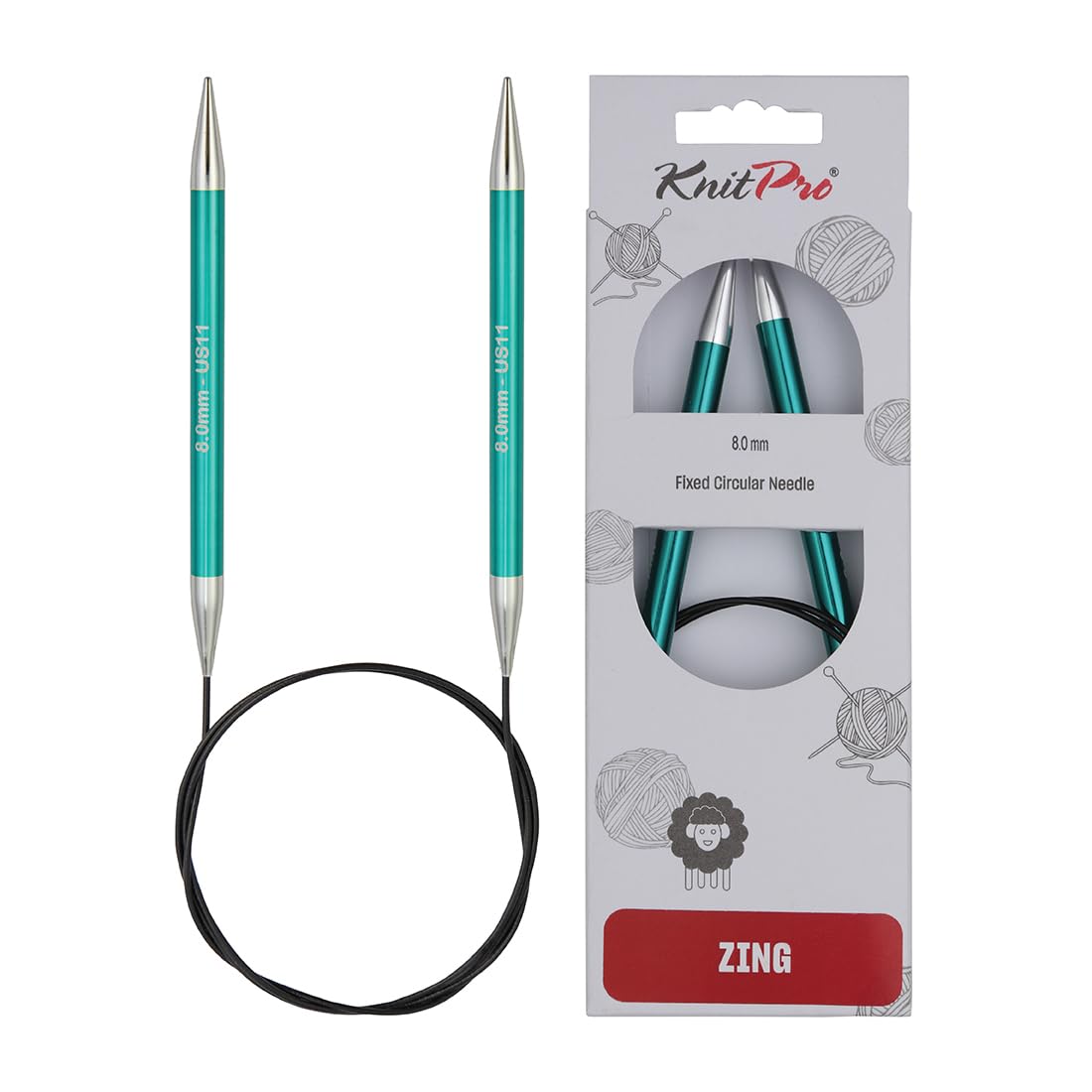 KnitPro Zing Fixed Circular Needles 16" (40cm) | US Size 11 (8mm)
