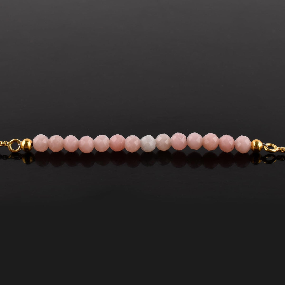 InfinityGemsArt Pink Opal Bracelets For Women, October Birthstone Jewelry, Dainty Pink Beaded Stone Bolo Slider Crystals Gemstones Bracelet, 14K Gold Plated Adjustable Chain, Valentines Day Gifts For Her