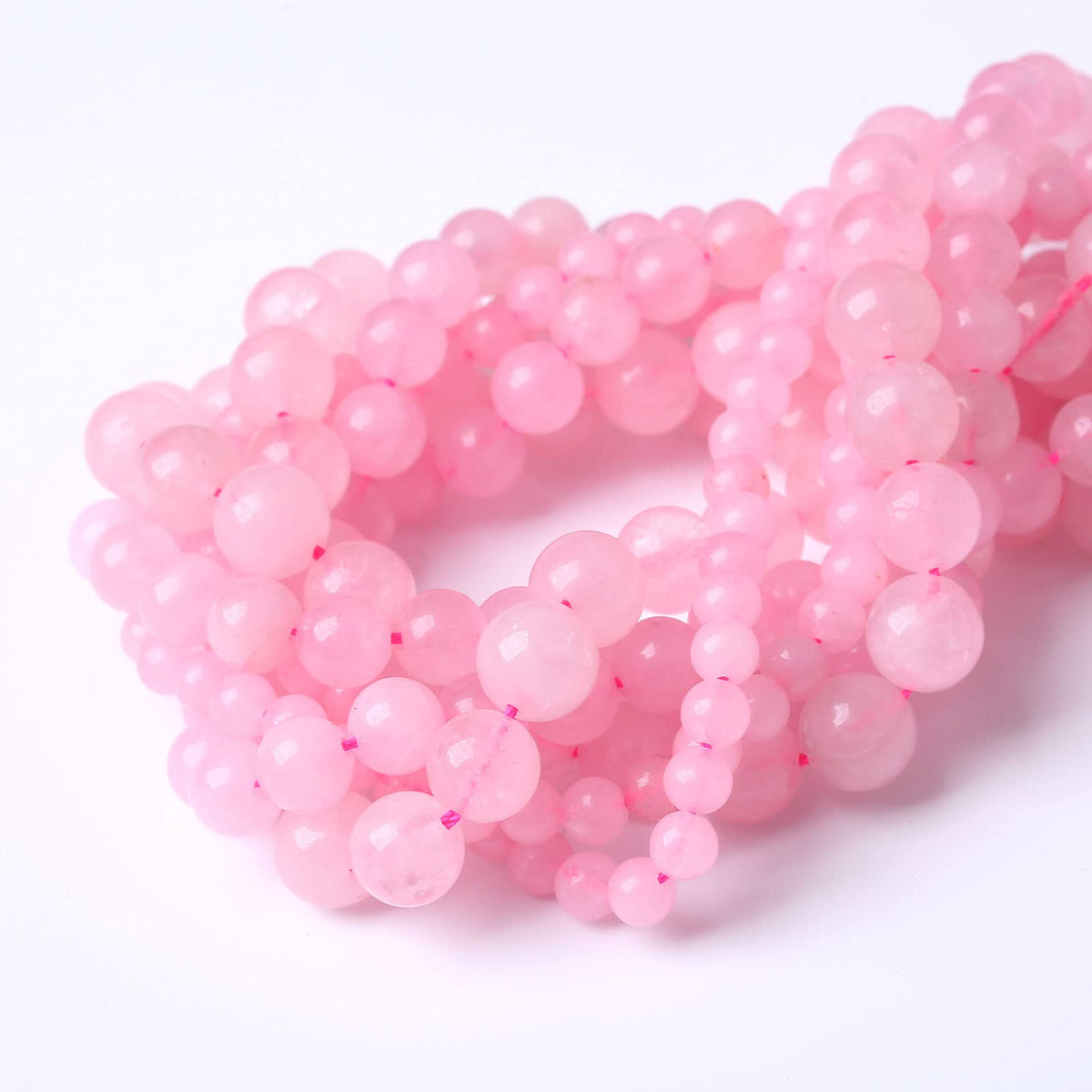 32PCS 12MM Beads Natural Rosestone Pink Crystal Quartz Gemstones for Jewelry Making DIY 15Inches