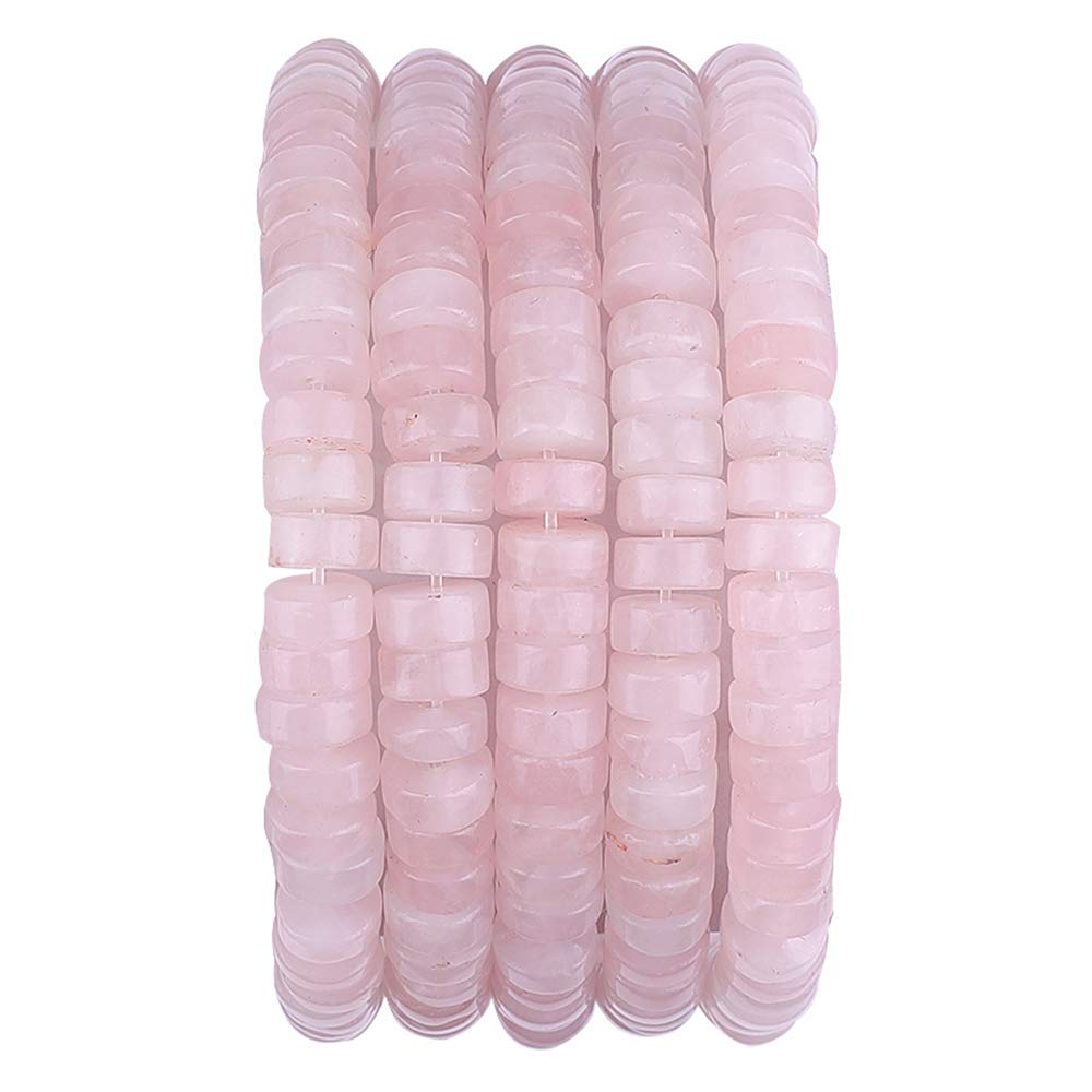 BEADIA Natural Rose Quarts Crystal Spacer Beads Caps Loose Semi Gemstone for Beading Jewelry Making 6mmx3mm 38cm