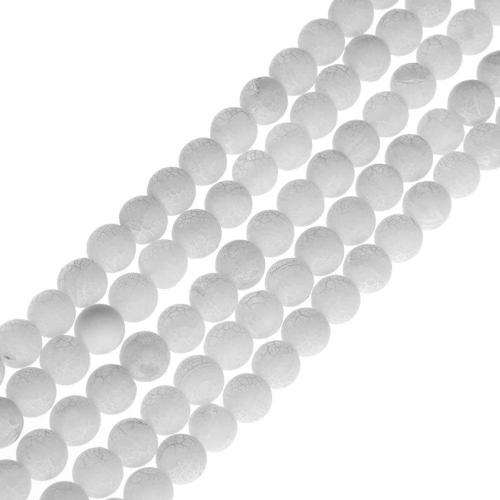 10mm Natural White Frosted Agate Gemstone Round Loose Beads Crystal Stone Bracelet Necklace Accessories Crafts for Jewelry Making DIY,1 Strand 15"