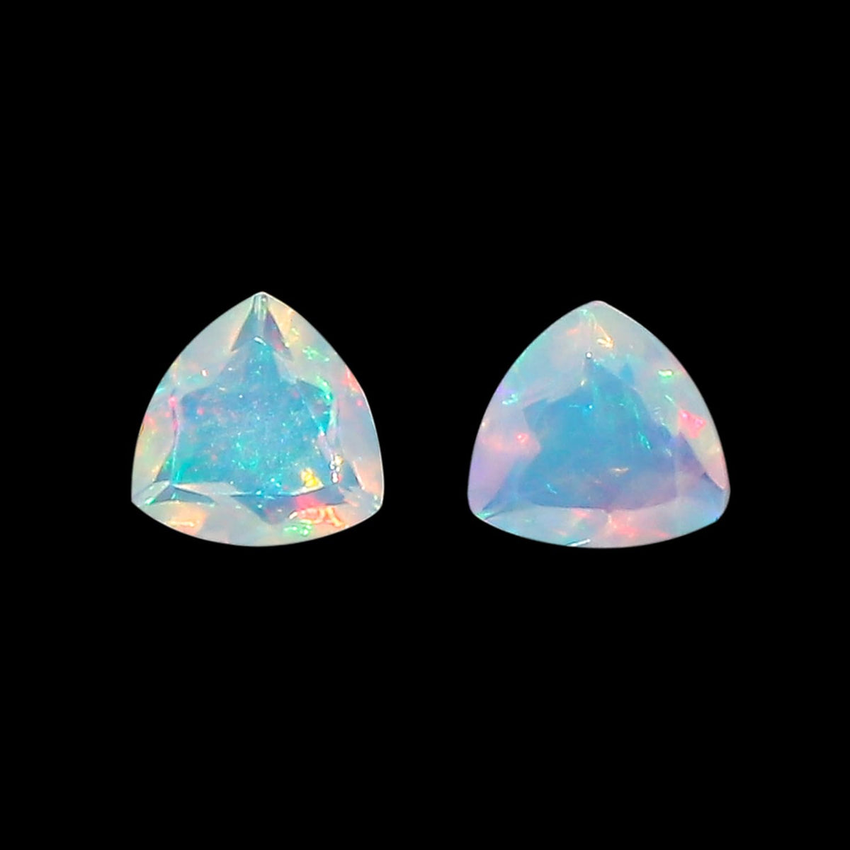 2 Pcs,7x7 MM, Yashee Natural Ethiopian Opal Crystal,Brilliant Cut, Trillion Shape, Jewelry Making Supply, Chakra Energy Healing Gemstone, Real Top Grade Crystal, Birthstone, Wholesale deal