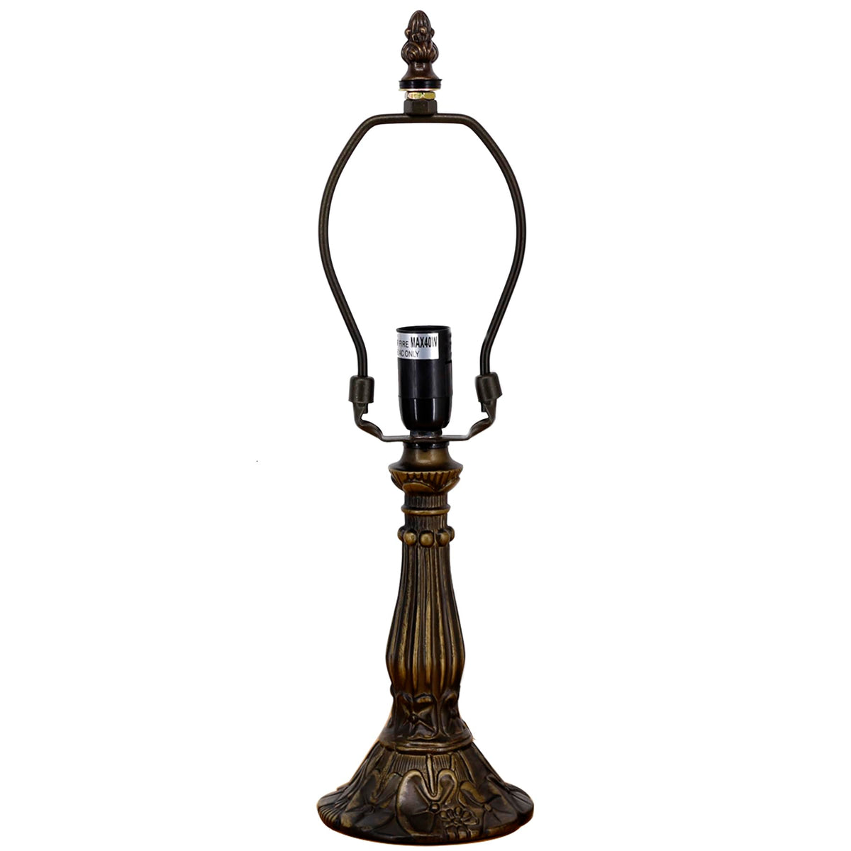 TCODTPOL Table Lamp Base Replacement Only, Wide 4 Height 15 Inch, Fit for 6, 8, 10 Inch Tiffany Style Stained Glass Lampshade, Dark Bronze Finish,Resin, Push Switch On Cord(B (W4H15 Inch))