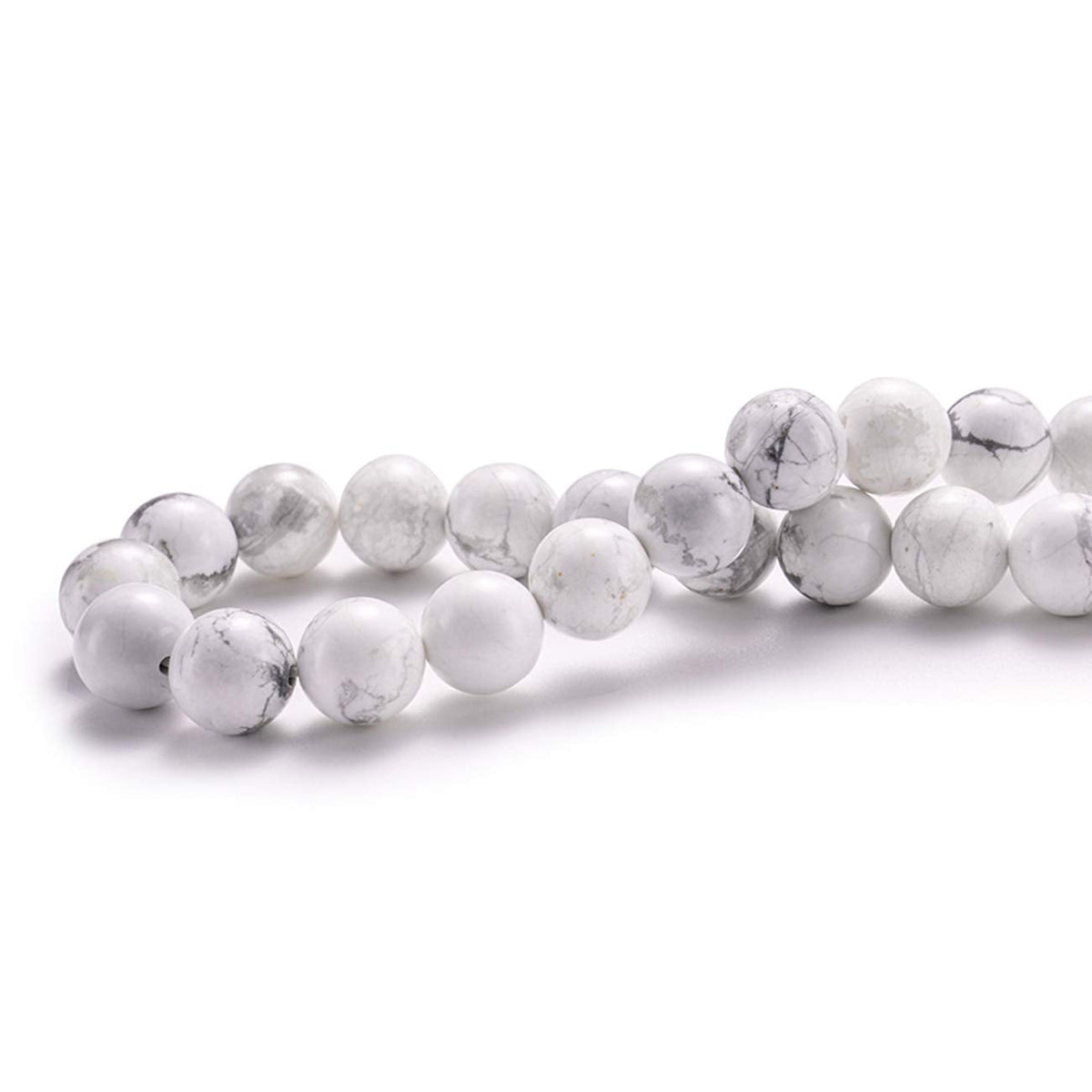 BEADIA Natural White Howlite Stone Round Loose Semi Gemstone Beads for Jewelry Making 6MM 61PCS