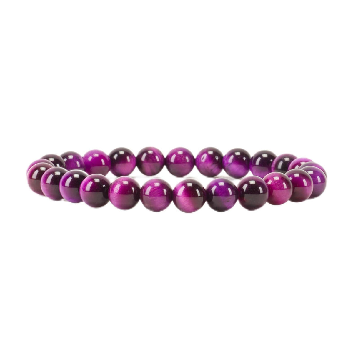 Cherry Tree Collection Purple Tiger's Eye Beaded Bracelet – Genuine 8mm Gemstone Stretch Bracelet for Men & Women – Handmade Crystal Bracelet - (Purple Tiger's Eye - S)