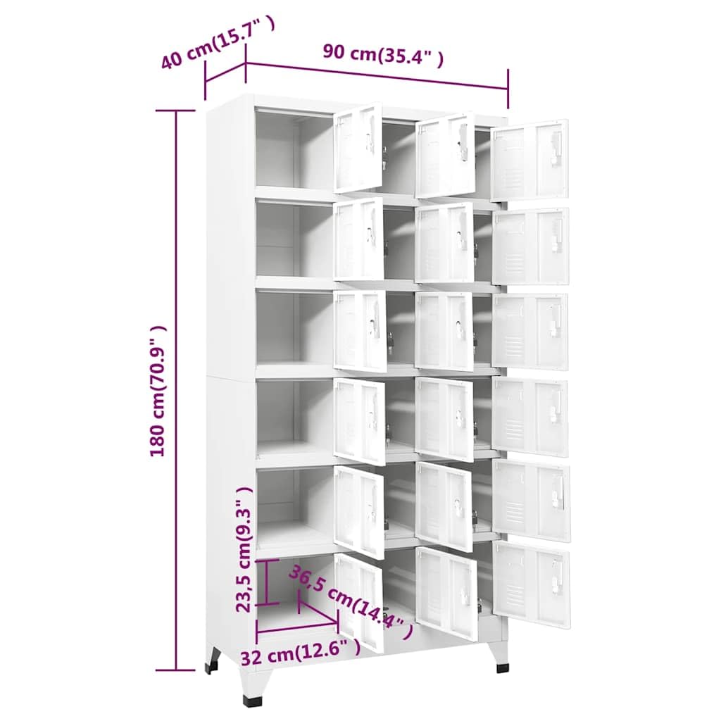 HBFDSFG Metal Locker Cabinet with 18 Lockable Compartments, 35.4x15.7x70.9 Inches, for Gym and Changing Rooms with Name Card Holders and Ventilation Holes