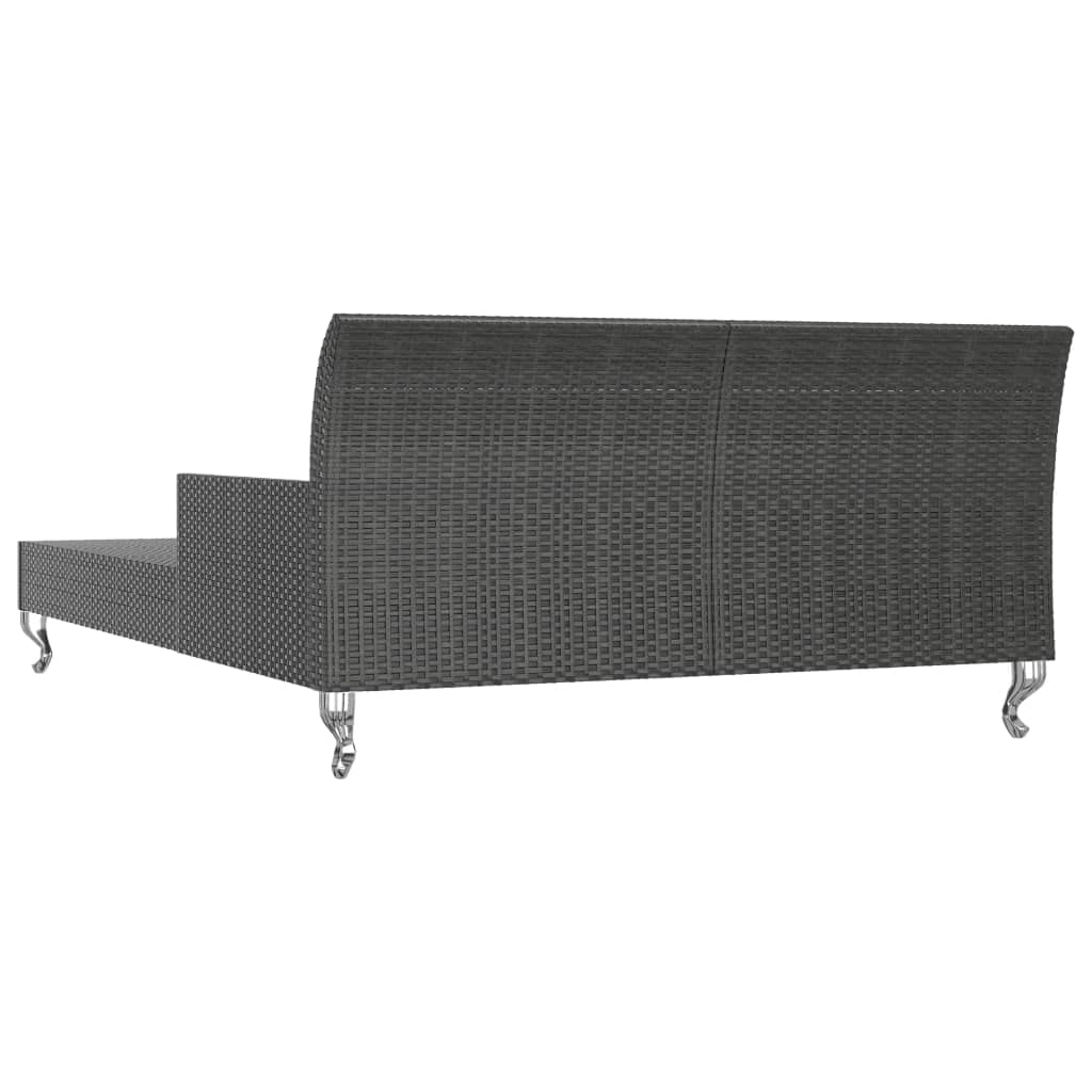 KNERPWD Garden Sun Bed for Two with Cream White Cushions, 2 Person Sun Lounger with Removable Cushions for Patio and Outdoor Relaxation