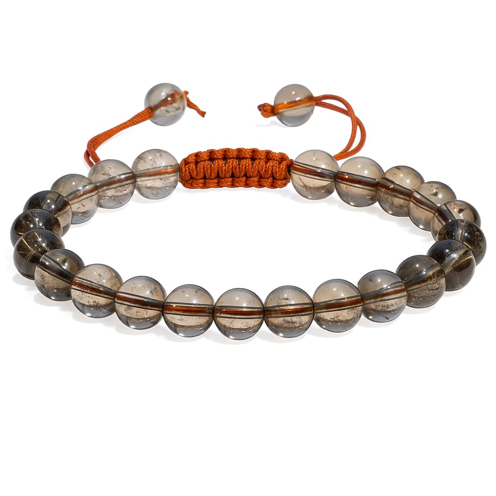 ANAYA AGATE Healing Crystal Bracelet – Chic Gemstone Bracelet for Men and Women – 8mm Round Bead Bracelets for Spiritual Healing, Protection, Positive Energy - Smoky Quartz