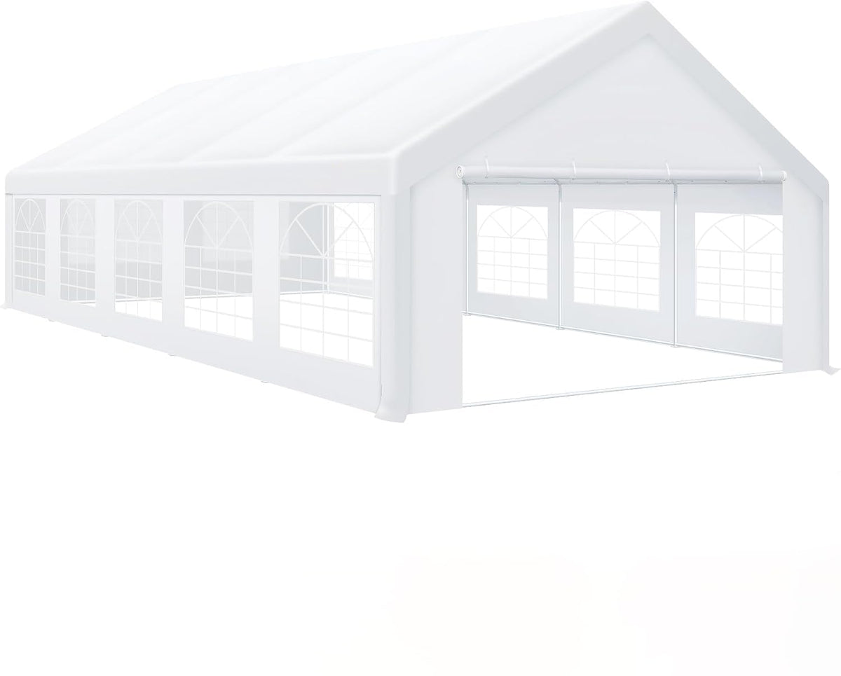 COBIZI 16x32FT Party Tent Heavy Duty White Event Shelter Outdoor Wedding Gazebo Canopy for Parties Carport BBQ Commercial with Removable Sidewall Windows, Powder Coating (Better Than Galvanized)