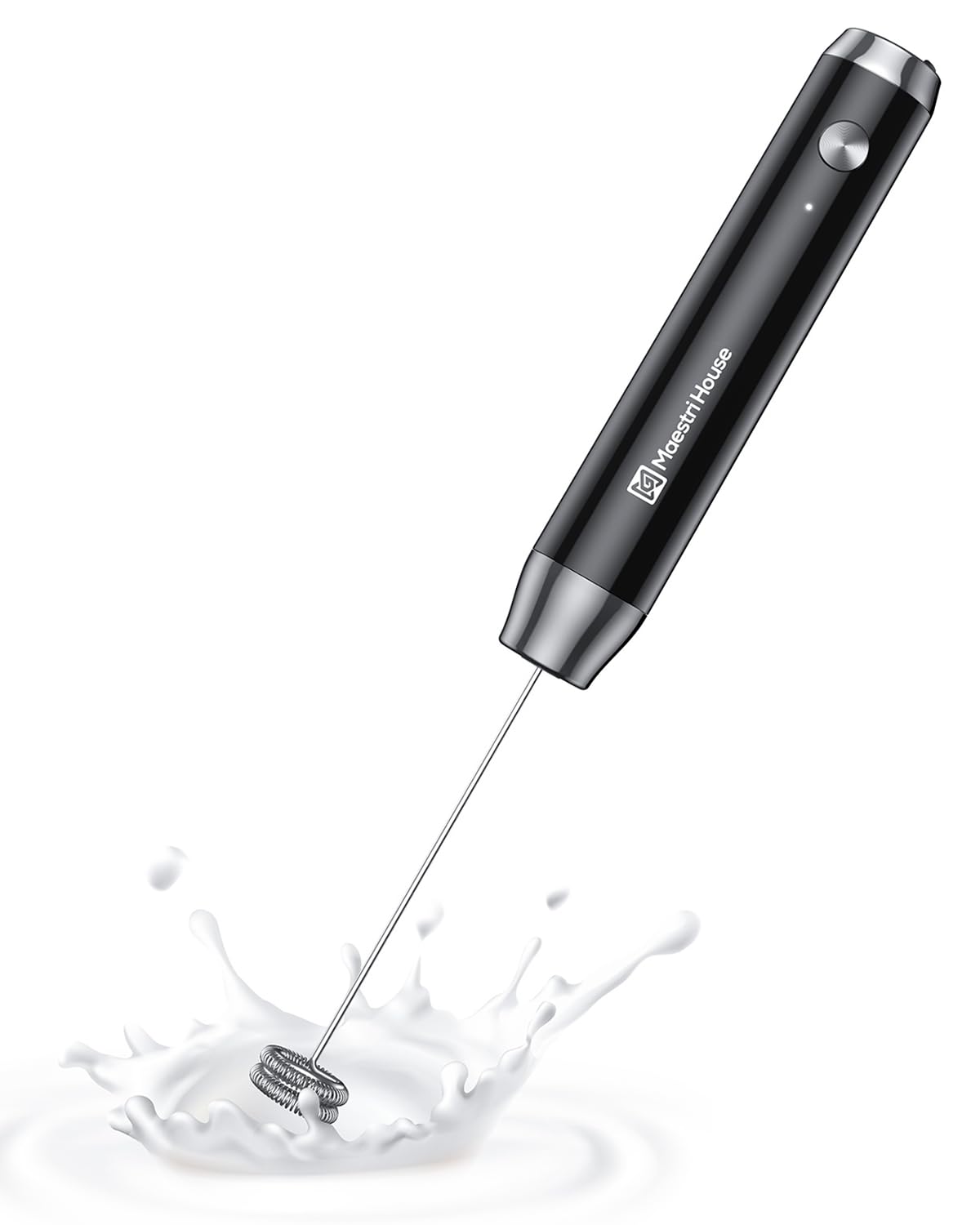 Maestri House Rechargeable Milk Frother, LunaFro NS Handheld Electric Foam Maker Waterproof Detachable Stainless Steel Whisk Drink Mixer Foamer for Lattes, Cappuccino, No Stand