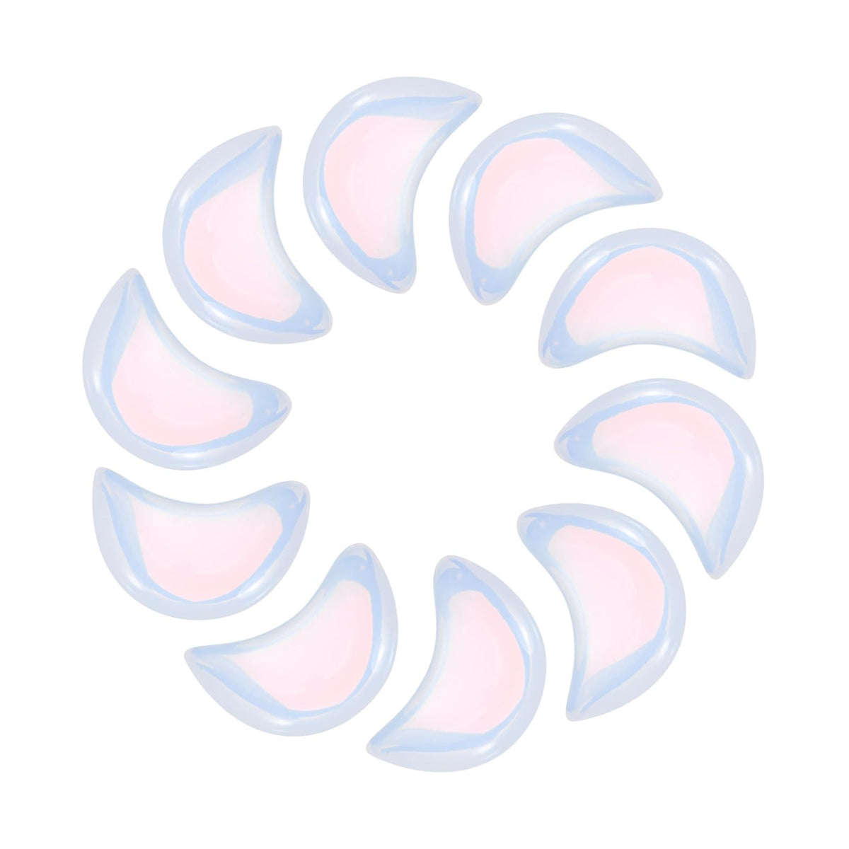 MECCANIXITY 10 Pcs Moon Crystal Worry Stone, 0.5 Inch Length Natural Opalite Moon Gemstone Bulk, Carved Pocket Stones for Meditation Balancing Pendant Decor
