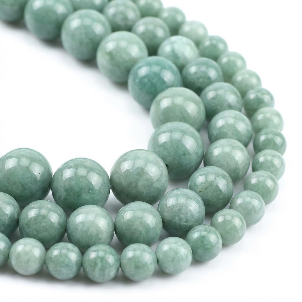 Yochus 45pcs Burmese Jade Beads，8mm Healing Power Natural Stone Round Loose Gemstone Beads for Jewelry Making Earring Necklace DIY Crafts