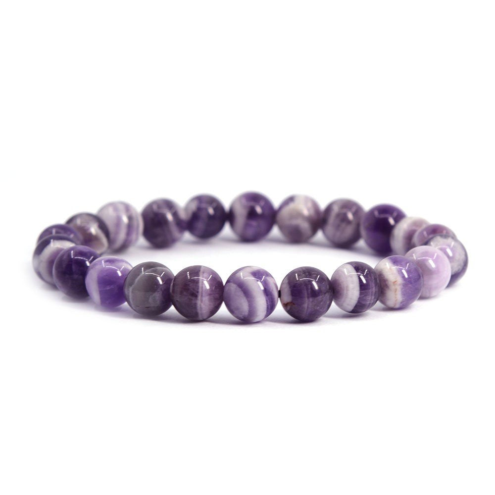 Justinstones Natural African Amethyst Gemstone 8mm Round Beads Stretch Bracelet 7 Inch Unisex