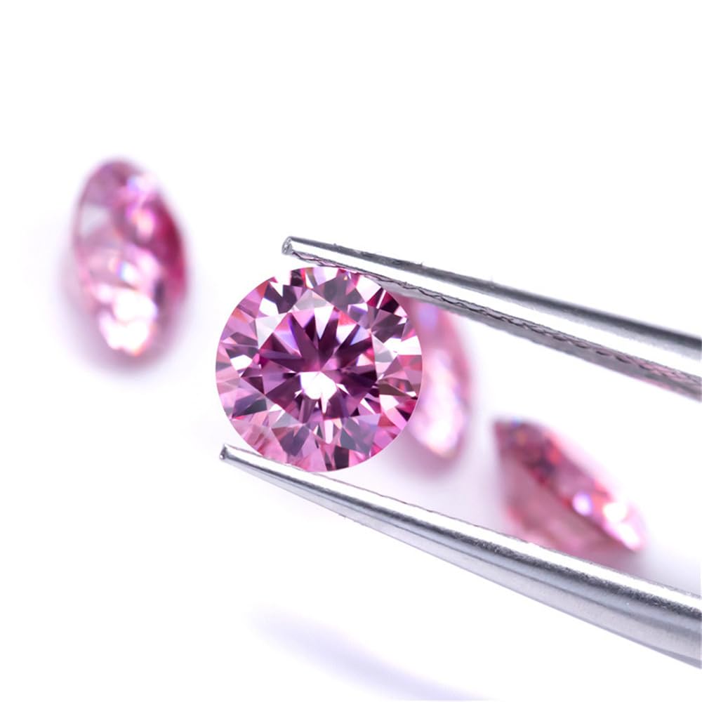 4-10mm Loose Moissanite Stone Garnet Pink Color Various 4 Colors Moissanites Gesmtone 0.3-4ct VVS1 Clarity Gems (Dark Pink, 6.5mm 1ct)