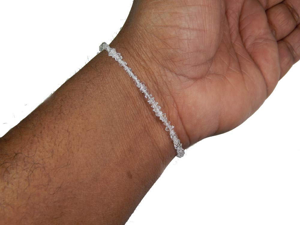 Myhealingworld Natural Herkimer Beaded 6.5 Inch Bracelet with Additional 2 inch 92.5 sterling silver extension bead Size Varies from 2mm to 4mm Wristband Unisex Wristlet April Birthstone