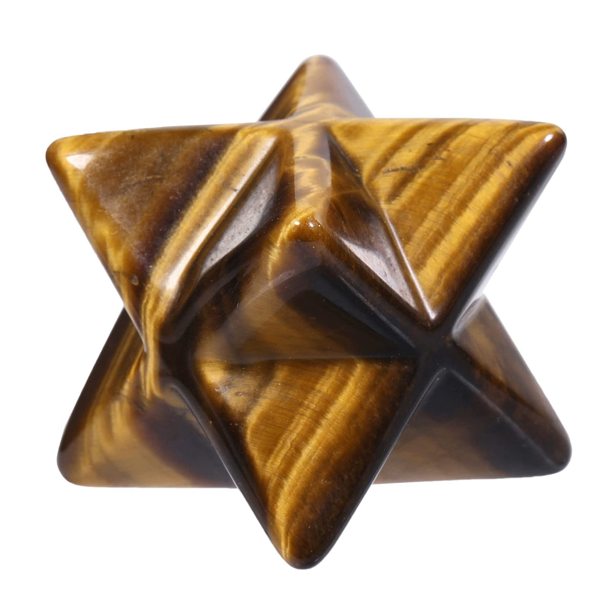Loveliome Natural Tiger's Eye Merkaba Crystal Protection Sacred Meditation Energy Generator Healing Chakra Six-Pointed Star 1 Inch