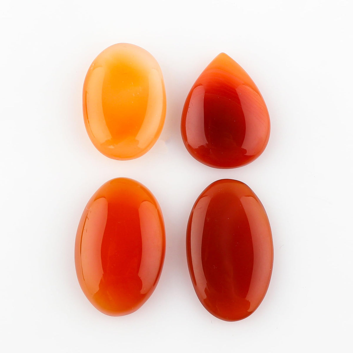 CRYSTALINES 4pcs Natural Red Chalcedony Gemstone, Assorted Bulk Crystals Cabochon, Wholesale Flatback Stone, DIY Crafts-Jewelry Making, Polished Lapidary Loose Supply, Wire Wrapping, Gem Collection