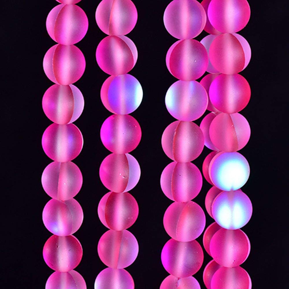 Asingeloo 38PCS 10mm Natural Pinkish Mystic Aura Quartz Gemstone Frosted Matte Titanium Round Loose Spacer Beads 15 inch Full Strand Crystal Healing Power Quartz
