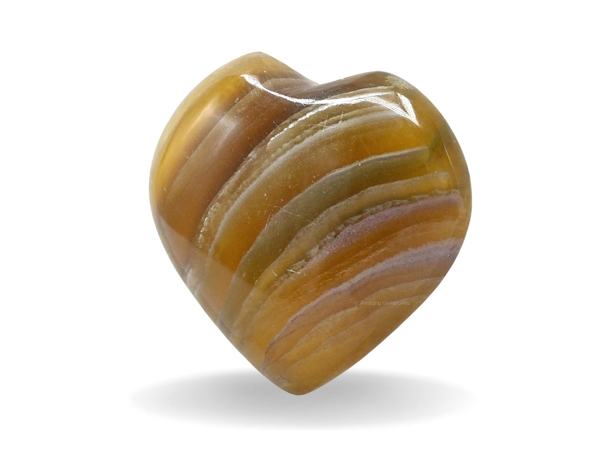 Amazing Gemstone Fluorite Crystal Heart Palm Stone - Pocket Massage Worry Stone for Natural Body Chakra Balancing, Reiki Healing and Crystal Grid