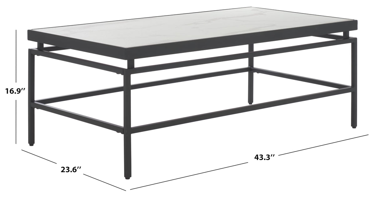 SAFAVIEH Home Collection - Acelin White Faux Marble Top & Black Metal Base Rectangular Coffee Table (COF7017A)