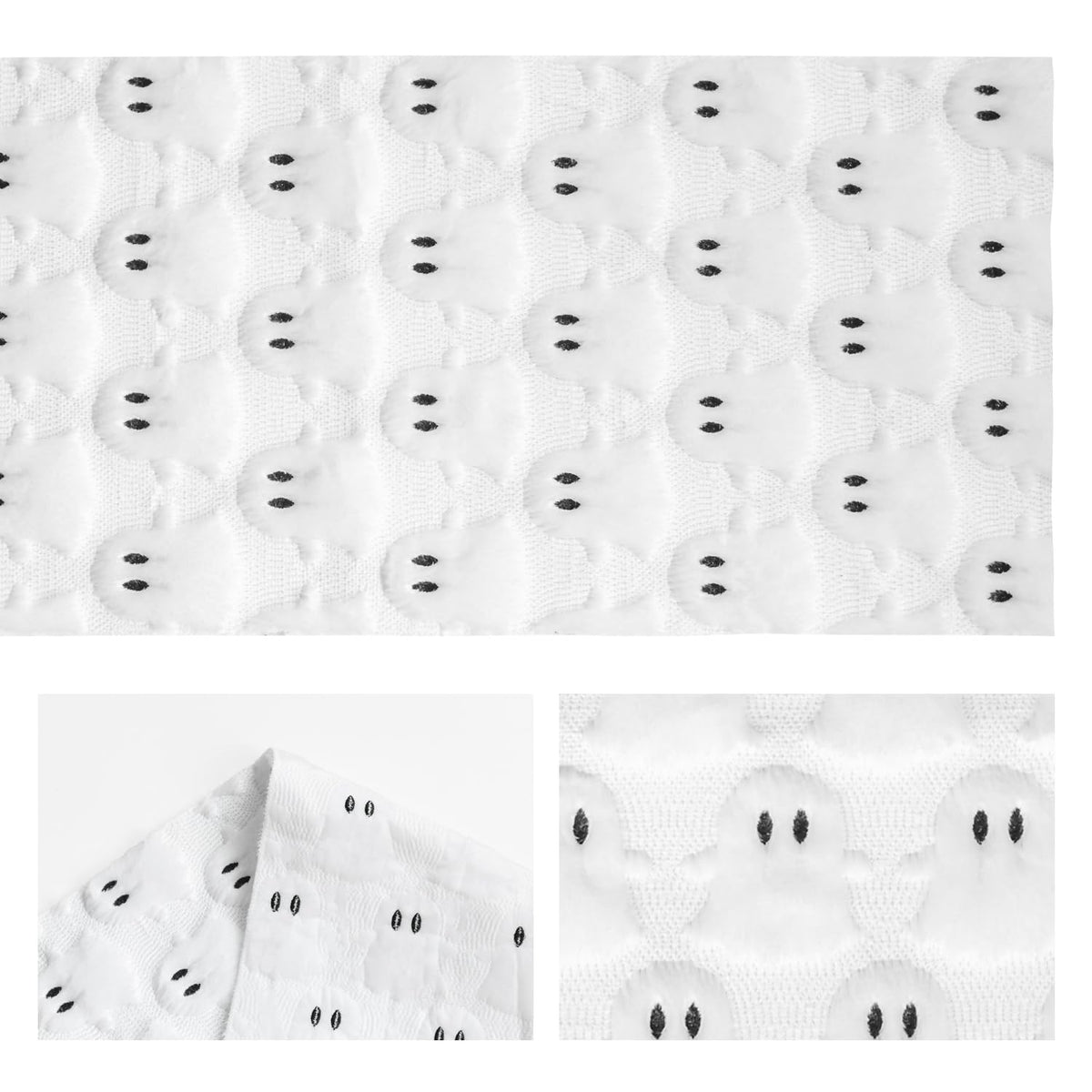 Artoid Mode Ghost Soft Plush Faux Fur Jacquard Halloween Table Runner, Holiday Kitchen Dining Table Decoration for Home Party Decor 13x90 Inch