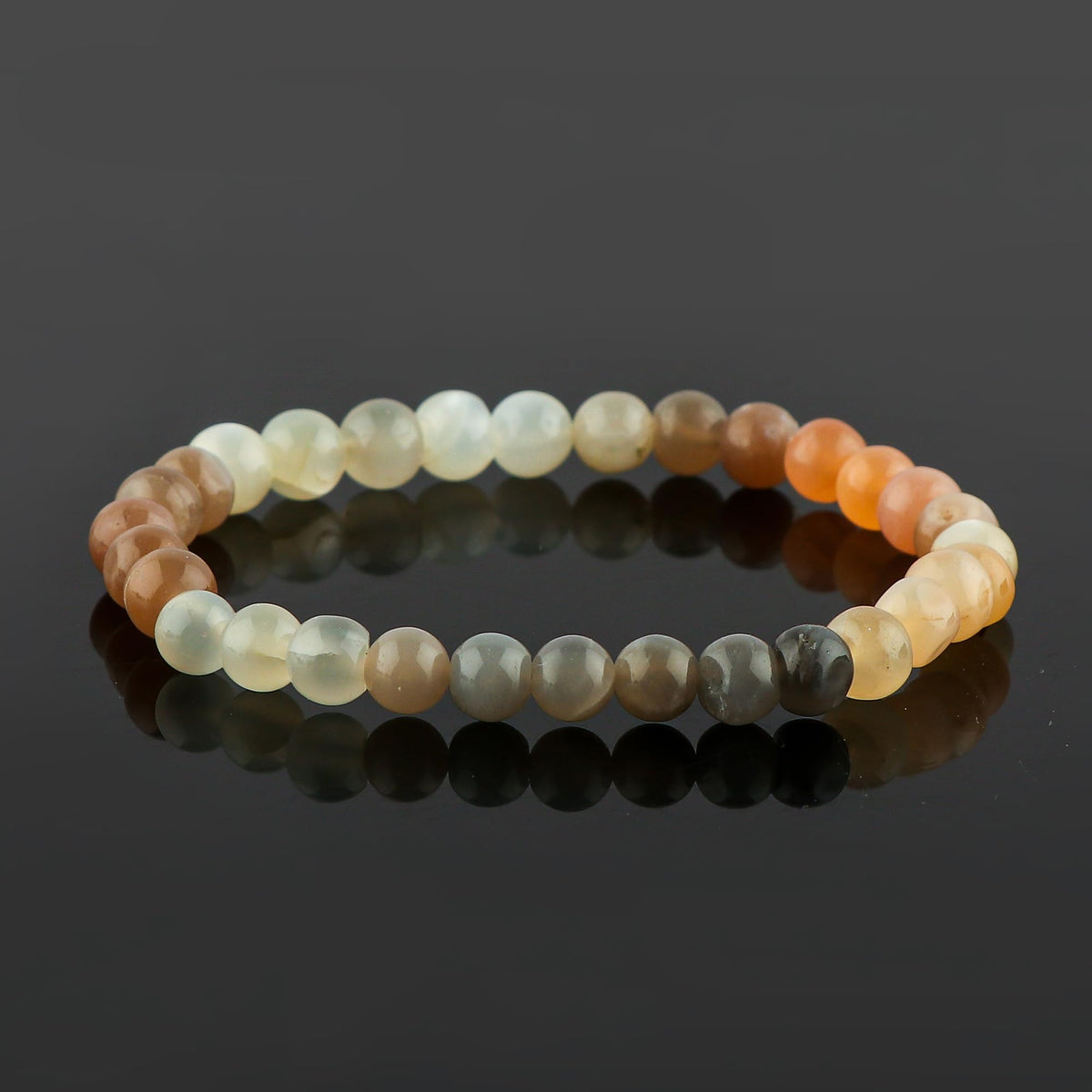 TGH Natural Multi Moonstone Bracelet – Healing Crystal Jewelry for Emotional Balance & Intuition – Handmade 6mm Beads Elastic Stretch Bracelet 7.5 Inch for Women & Men Christmas Gift