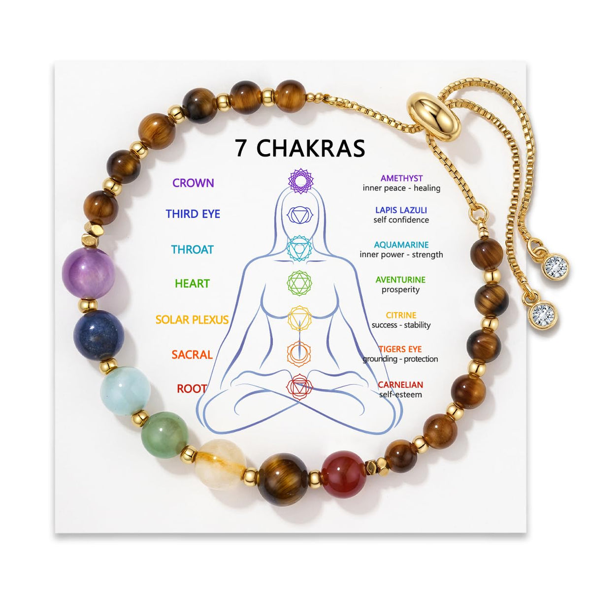 LAVEIR Chakra Bracelets for Women, Crystals and Healing Stones Crystal Bracelet Healing Bracelet for Women Spiritual Gifts Relaxing Gifts Yoga Meditation Anxiety Jewelry