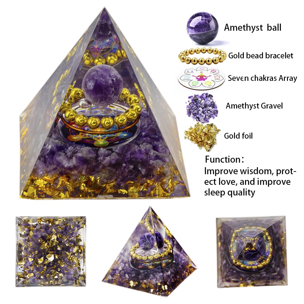 2inches Pyramid Decor Natural Crystal Energy Generator Pyramid Chakra Energy Crystal Pyramid Yoga Meditation Tool for Home Decoration Fengshui Ornaments Gift(2 inches-7 PCS)