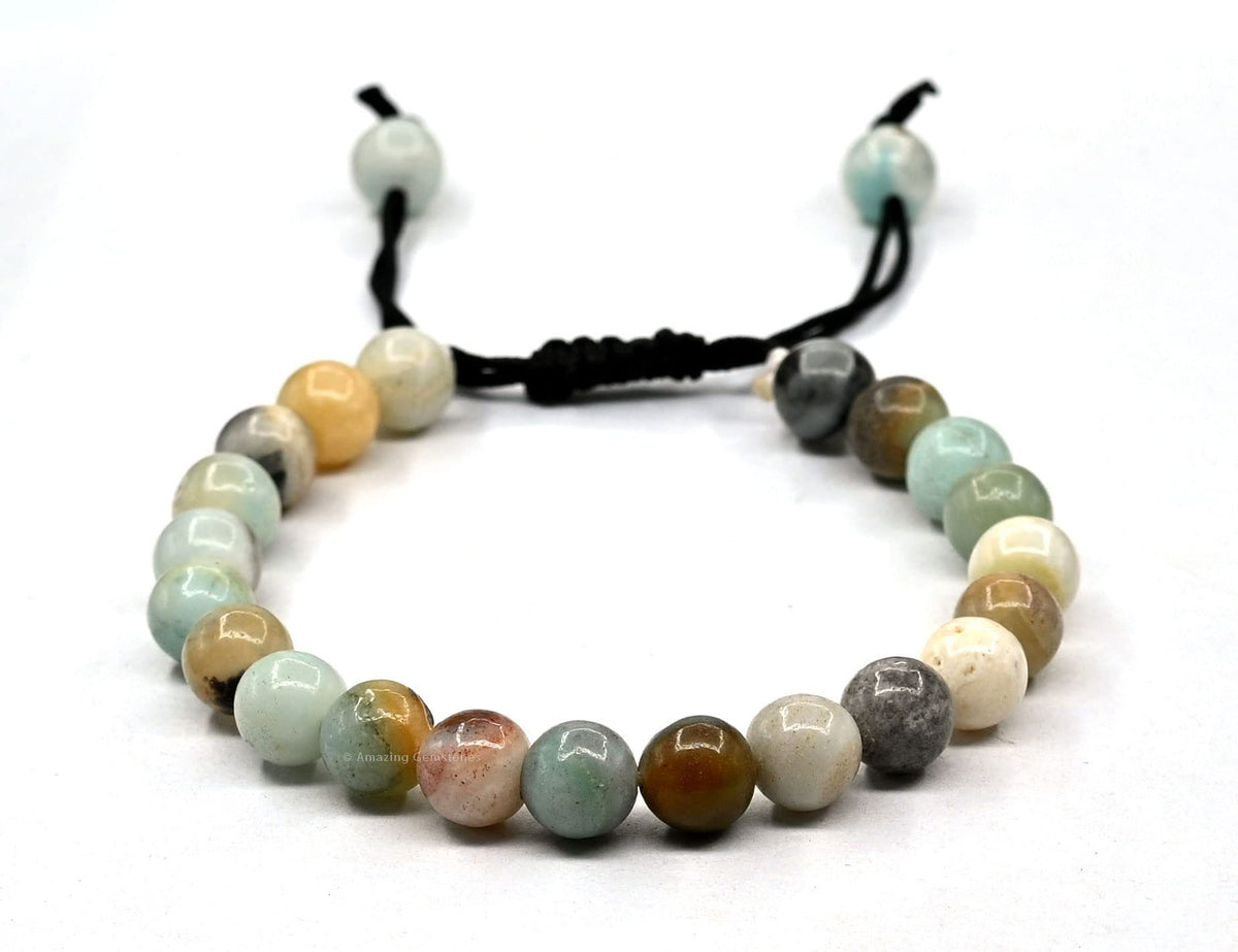 Amazing Gemstone Max Amazonite Bracelet for Women Men's Gifts - Protection Healing Crystal Bracelet - 8mm Gemstones Beaded Adjustable Bracelet Pulseras Para Hombres Mujer Stocking Stuffers