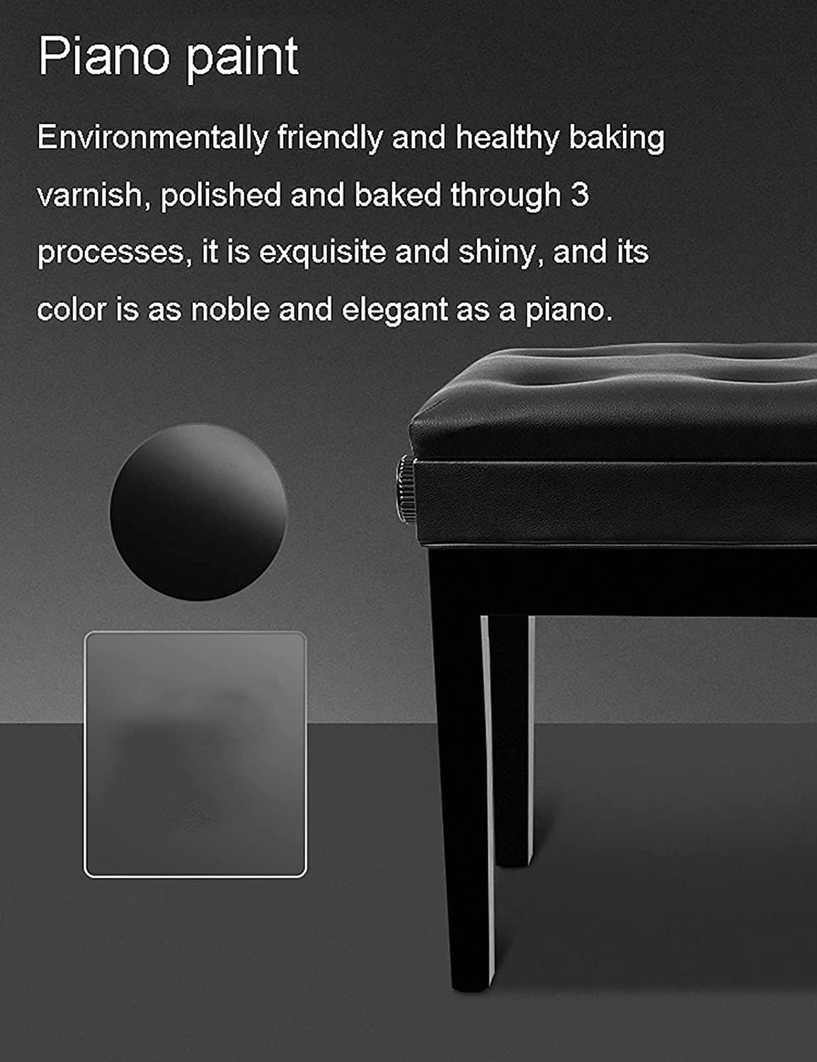 ZHOUYANB Piano Stool Dressing Table Height Adjustable Bench Genuine Leather Keyboard Padded Cushion Filling with High Resilience Sponge 55 X 34 47-57cm (Mahogany One Size)