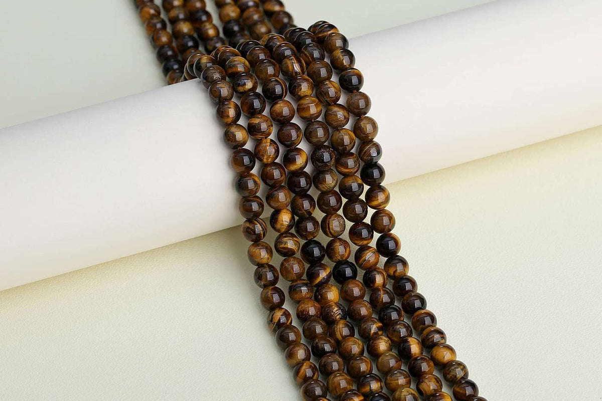 LAIDANLA Tiger Eye 8mm Natural Stone Beads Round Loose Gemstone Stone Beads for DIY Bracelet Necklace Earrings Jewelry Making Polishing Genuine Real Beading 96PCS 2 Strand 32"