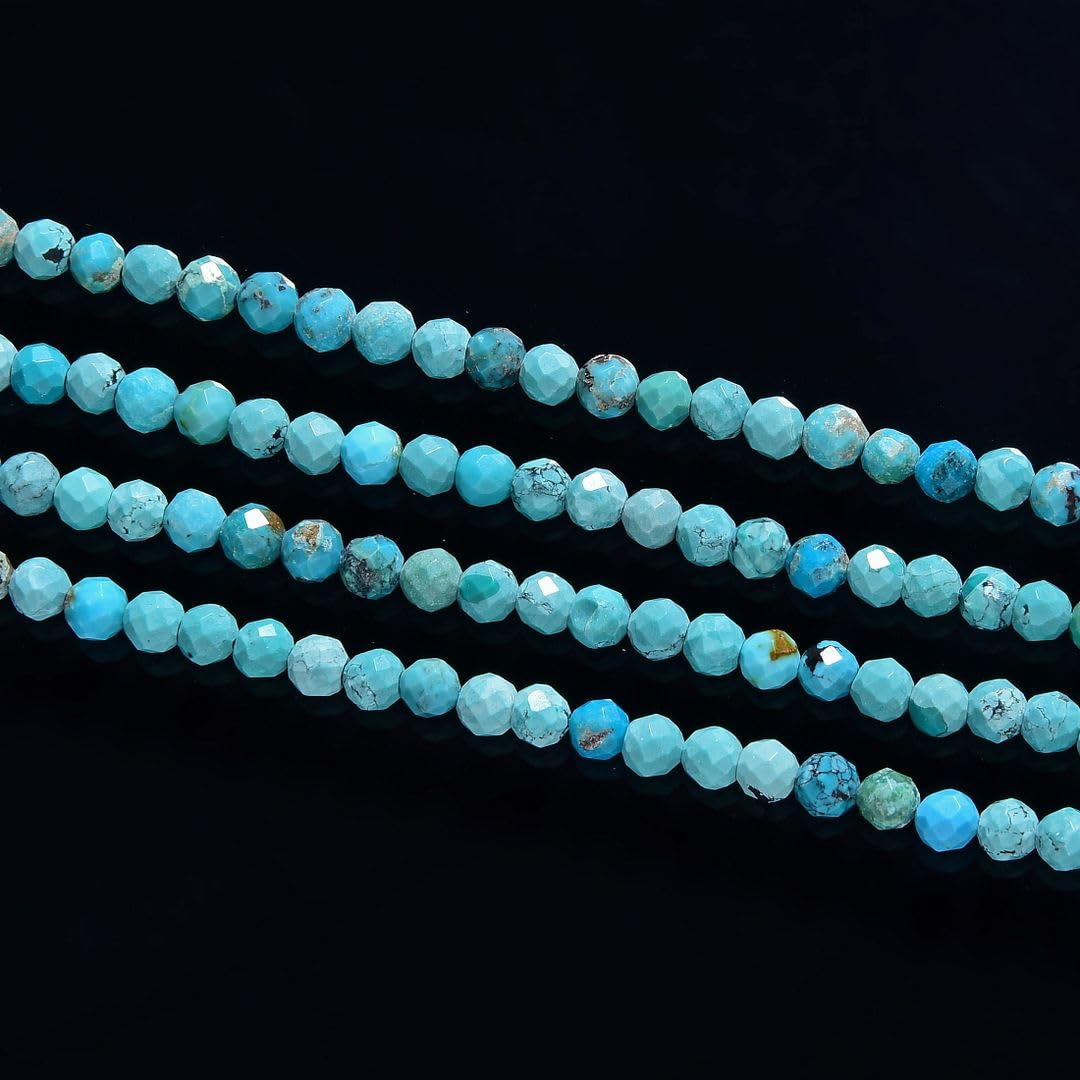 Adabele 15 Inch Natural Green Turquoise Healing Gemstone 3mm (0.12 Inch) Tiny Small Faceted Round Loose Beads Stone Spacer (105-115pcs) for Craft Jewelry Making GK3-15