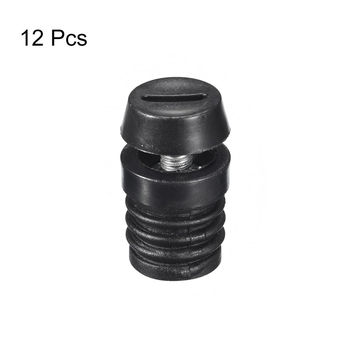 uxcell 12Pcs Inserts for Round Tubes with Leveling Feet, for 19mm/0.75" OD Round Tube, M6-1.0mm Thread Black Plastic Furniture Chair Blanking End Caps Insert Plugs
