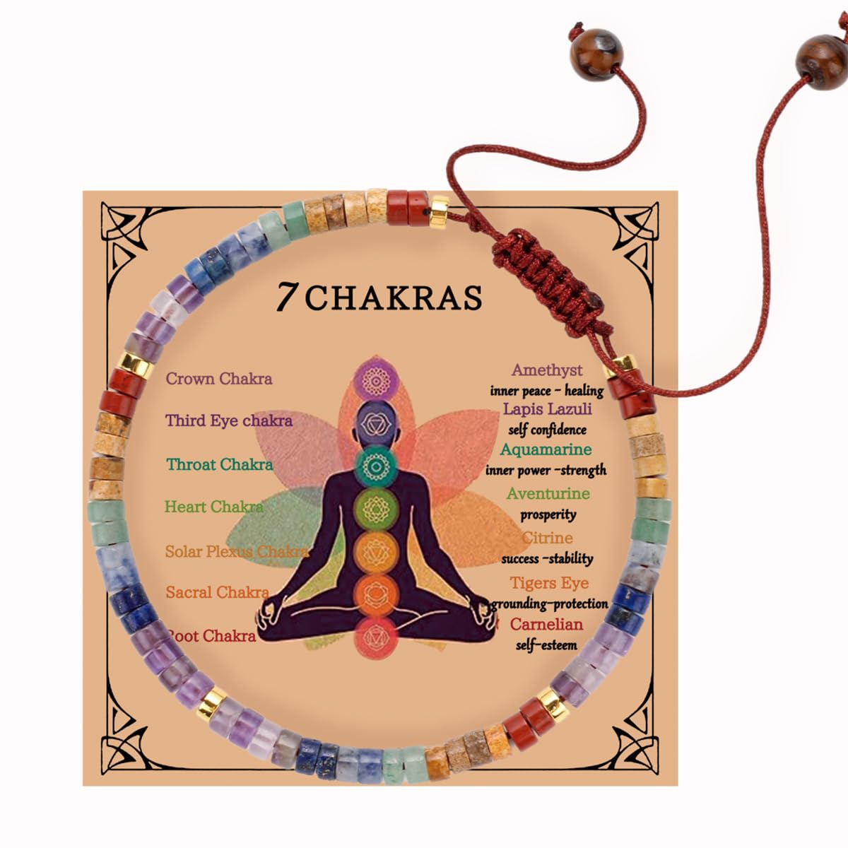 LAIHUARYWA Chakra Bracelets for Women Healing Crystals Stones Bracelet Healing Natural Stone Bracelets 7 Chakras Spiritual Crystal Bracelet for Women Yoga Meditation Relax Anxiety Stress Relief Gifts