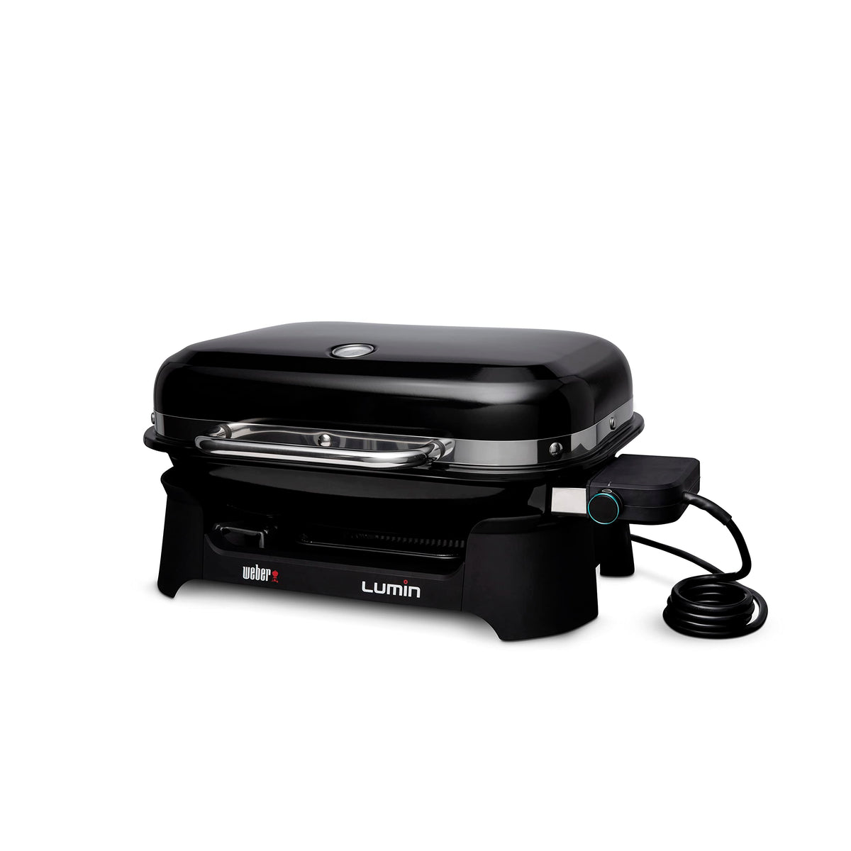 Weber Lumin Portable Electric Grill, Black – High‑Heat Outdoor BBQ Reaching 600°F for Searing, Smoking, Steaming & Warming – Ideal for Samll Spaces & Travel