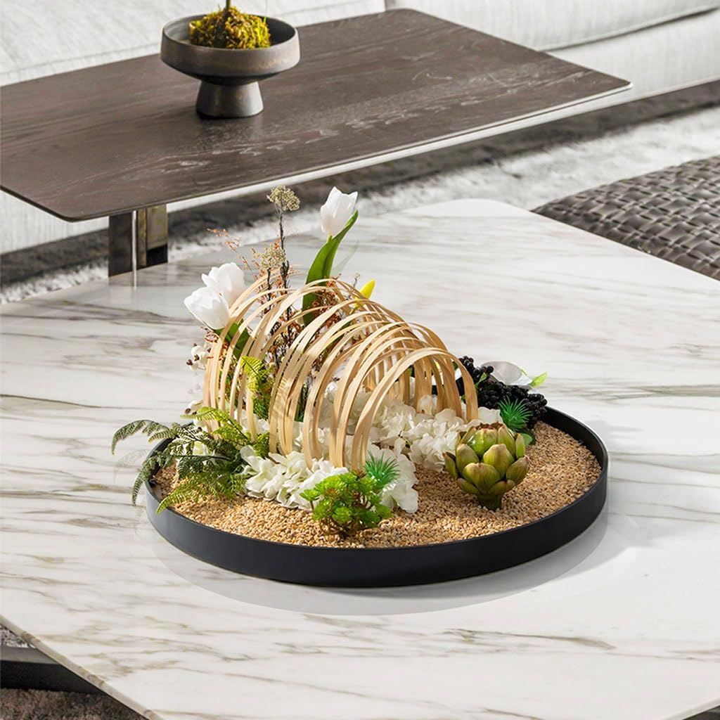 Large Round Table in The Middle of the Turntable Flower Hotel Restaurant Light Luxury Decorations Landscape Fake Plants(Small)