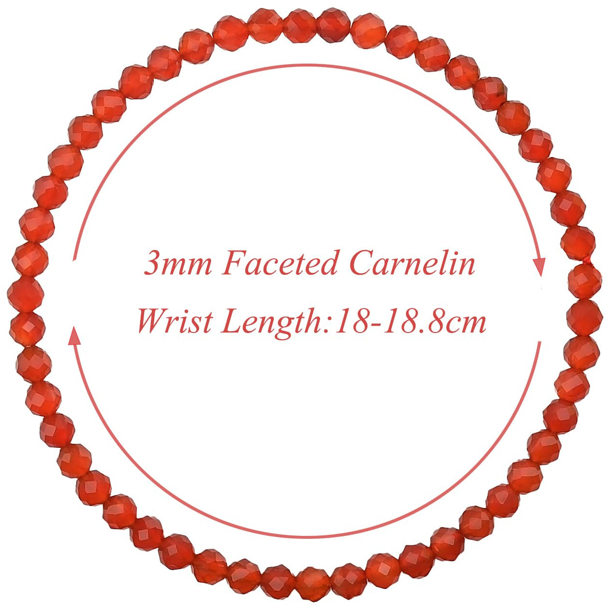 MASSIVE BEADS Natural Genuine Gemstone Beads Healing Crystal Chakra Reiki Jewelry Faceted Round Beads Bracelets (Carnelian, 3mm)