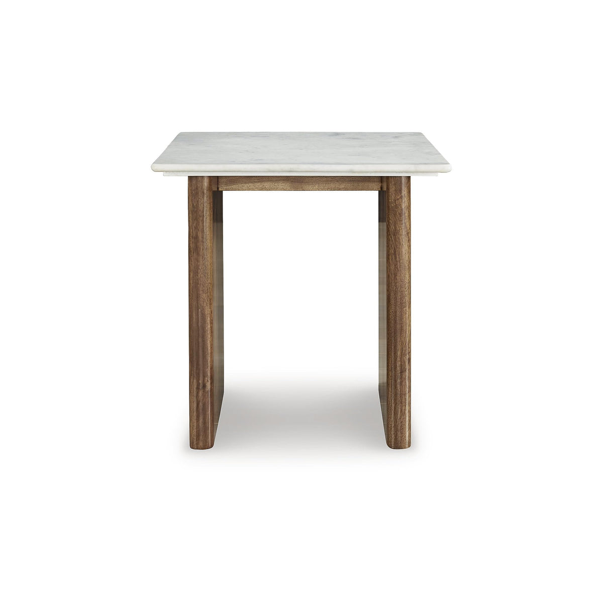 Signature Design by Ashley Isanti Modern End Table with Marble Top, White & Light Brown