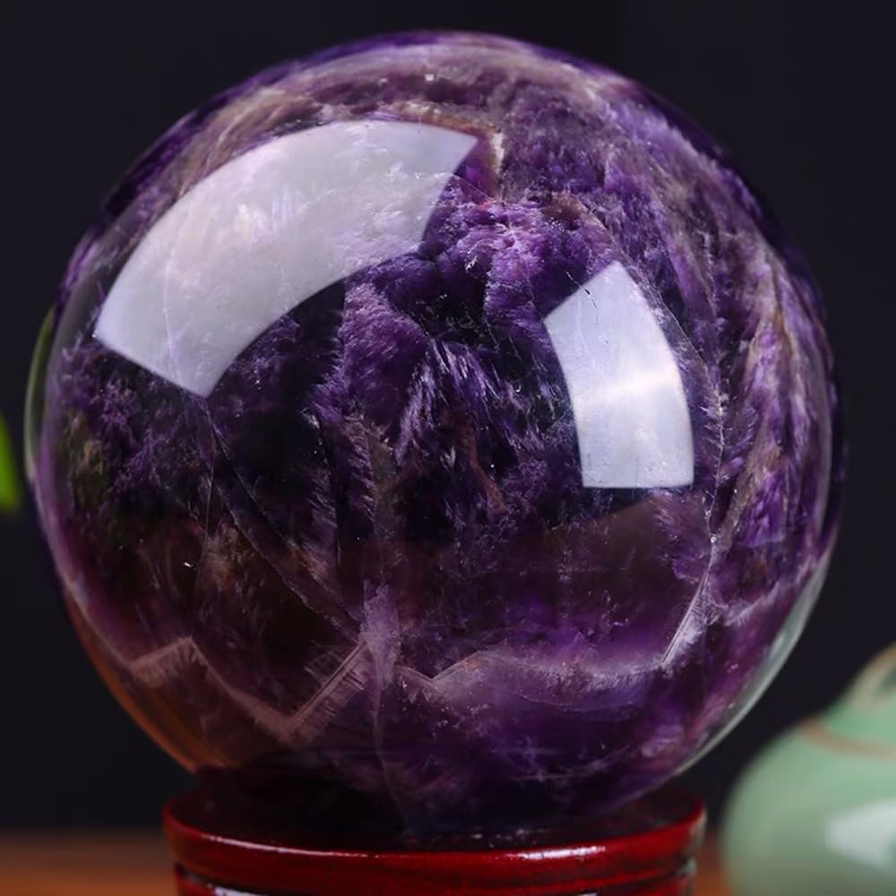 6-7CM/2.36-2.76inch Natural Crystal Ball Amethyst Sphere Hand Polished Decorative Sphere Healing Crystals Ball Healing Stone Crafts Fengshui Home Decoration Collect Gifts(Amethyst, 60-70mm)