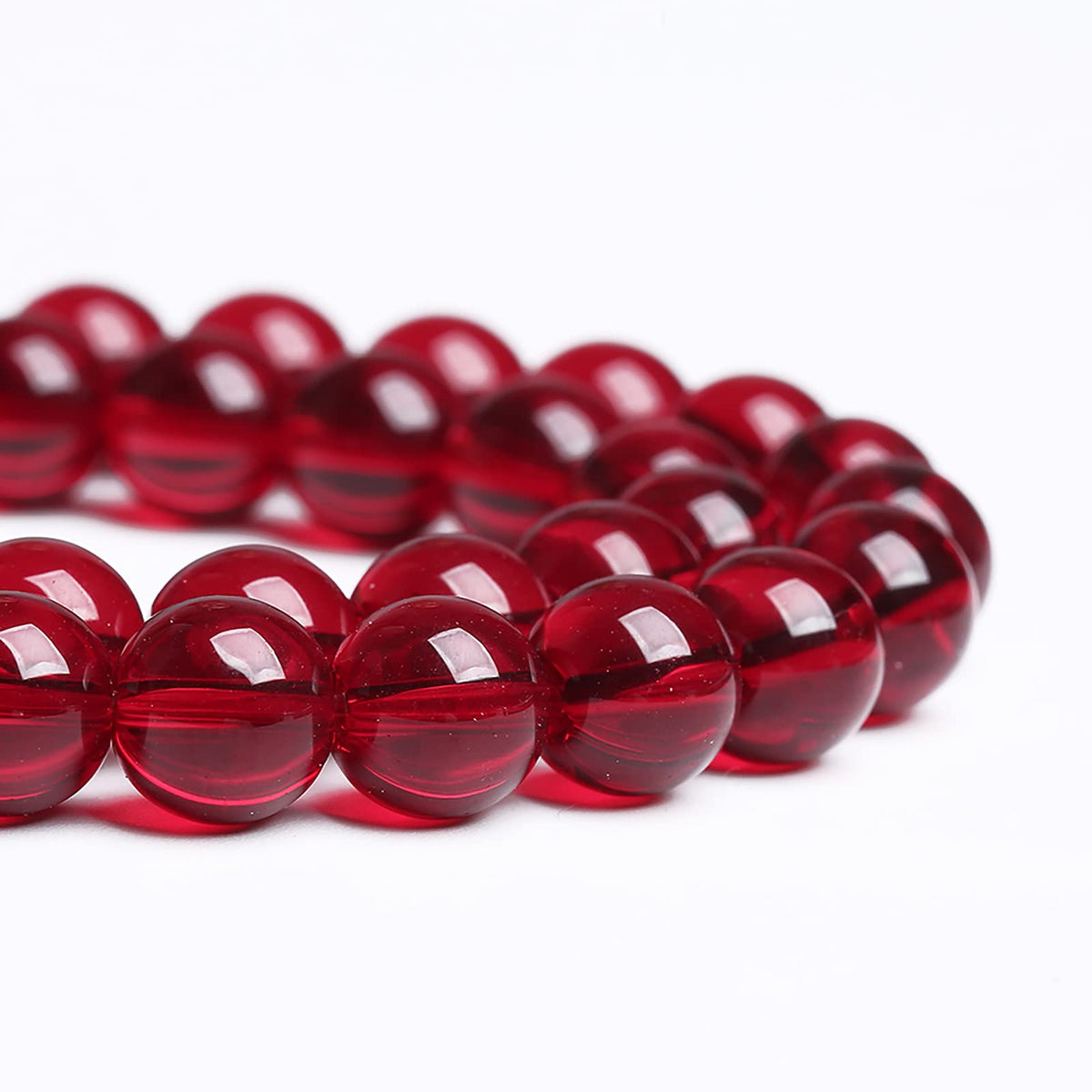 8MM 45PCS Garnet Red Glass Crystal Spacer Loose Beads for Jewelry Making DIY Bracelet 15 Inches 1 Strand