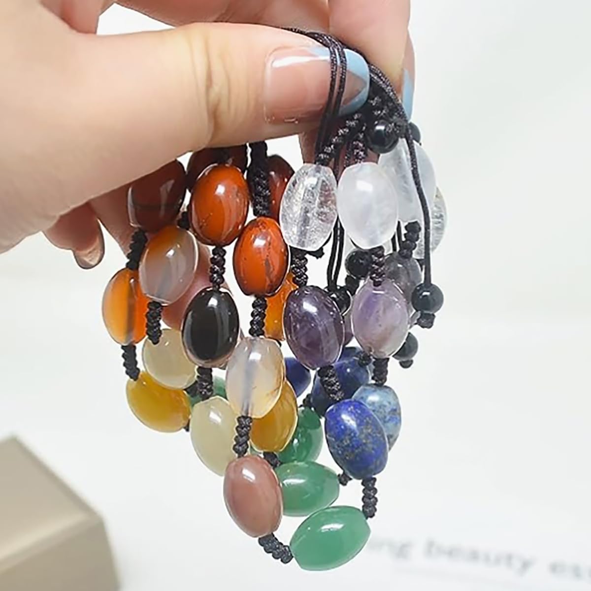 XJYWSH 7 Chakra Crystals,Gems Beaded Ankle Bracelets for Women Spiritual Energy Meditation Yoga Healing Crystal Bracelet Mom's Gifts
