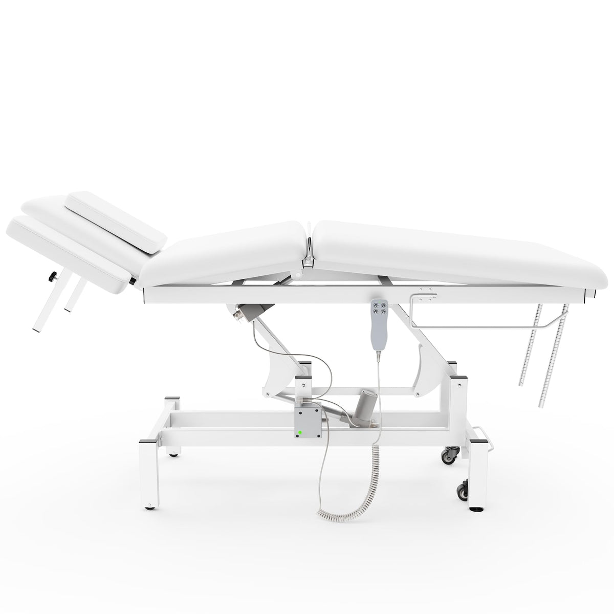 Dolonm 2 Motors Electric Massage Table, Hydraulic Electric Lift Adjustable Waist and Height Lifting Functions for Treatment, Physical Therapy, Spinal Massage, Facial Spa, Waxing, Tattooing - White