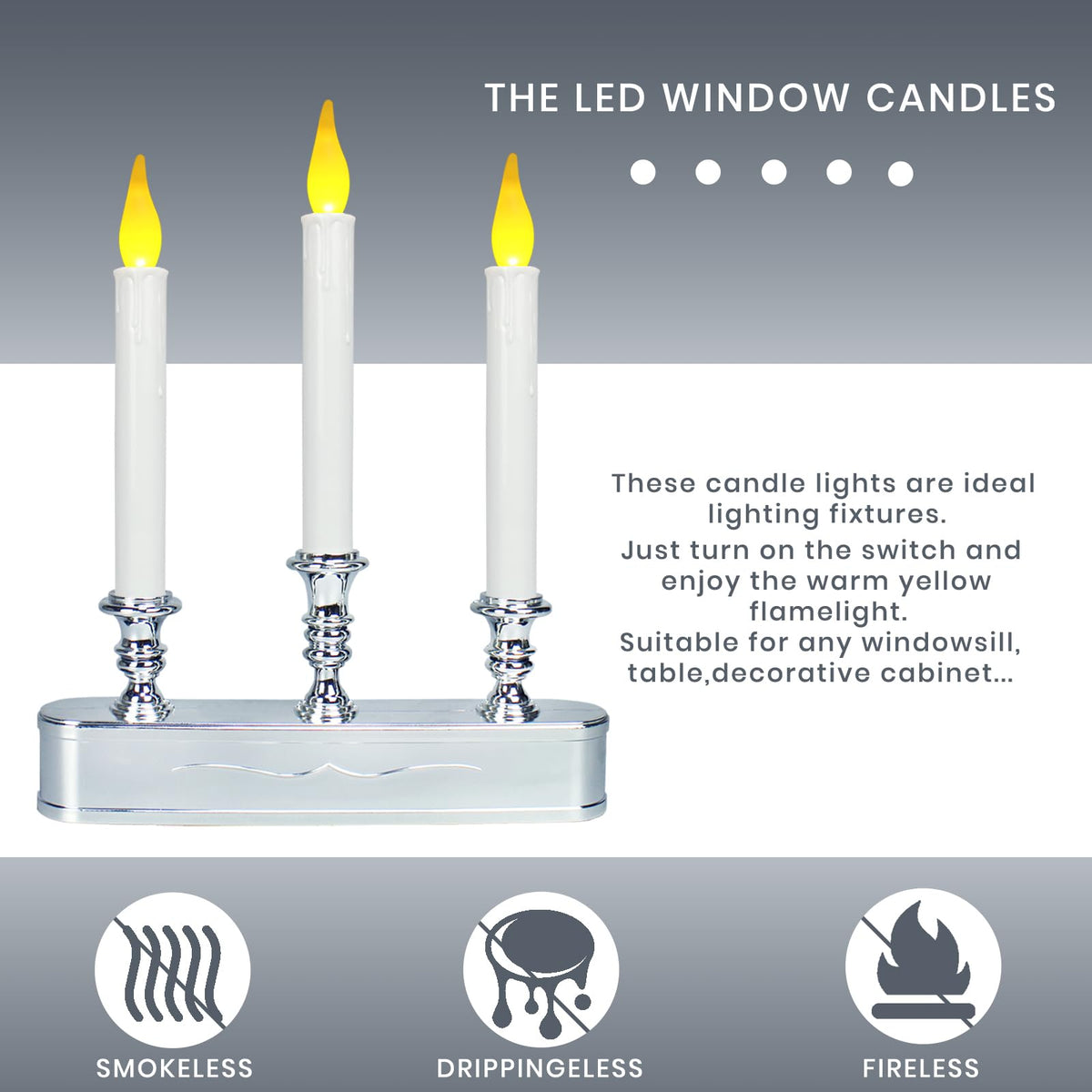 Window Candles Battery Operated with Timer 8 Hours on and 16 Hours Off Led Warm White with Flicker Flame