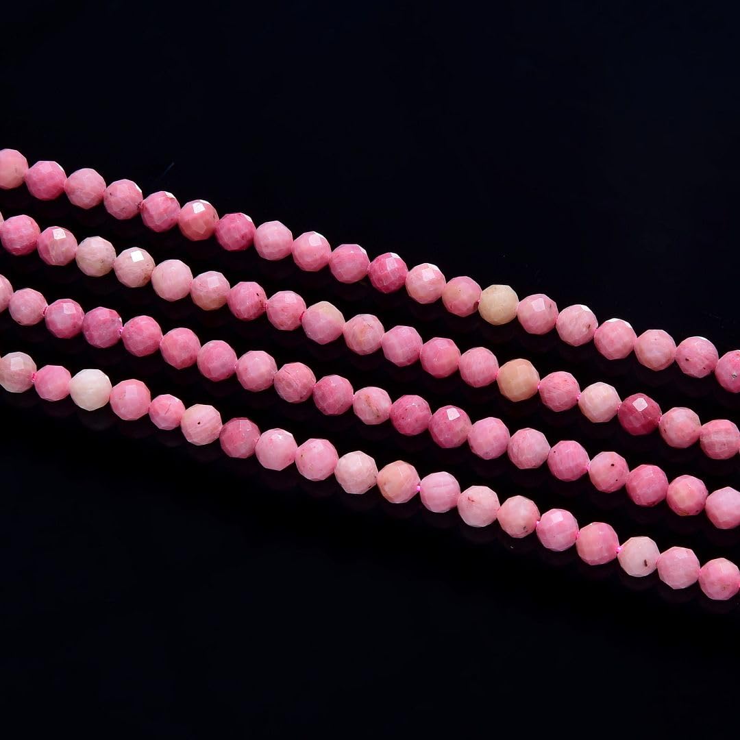 Adabele 30 Inch Natural Red Rhodochrosite Healing Gemstone 4mm (0.16 Inch) Tiny Small Faceted Round Loose Beads Stone Spacer (150-170pcs) for Craft Jewelry Making GK4-13