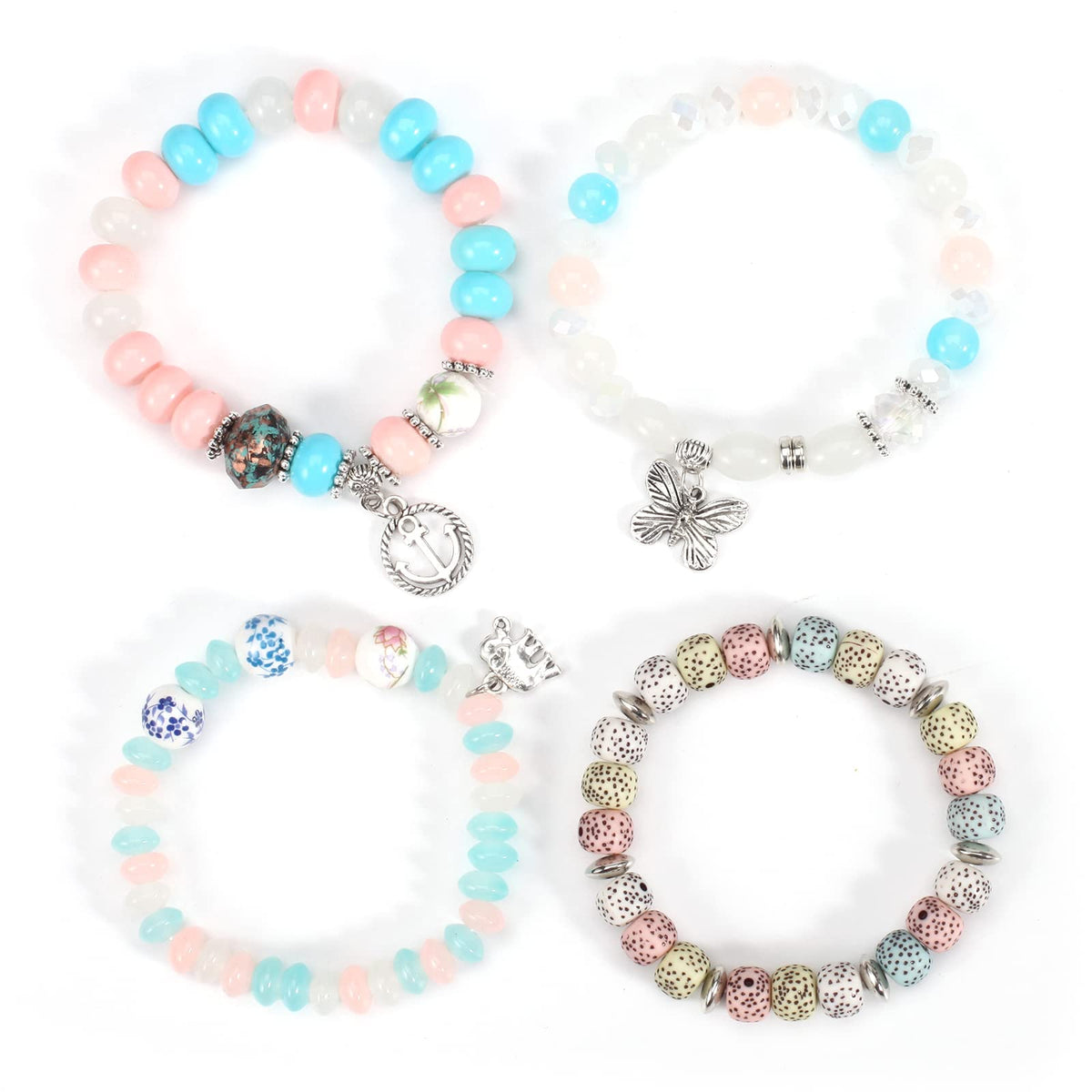 Twinfree Bohemian Bracelets Set for Women, Stackable Boho Stretch Multilayer Colorful Stack Beads Bracelet, Stretchy Beaded Charm Bracelet Ladies 8 Pack