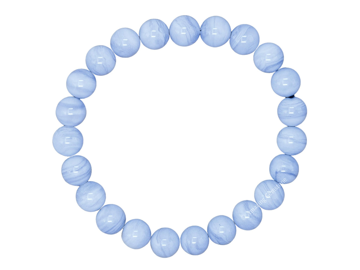 Amazing Gemstone Blue Lace Agate Bracelet for Women Men's Gifts - Protection Healing Crystal Bracelet - 8mm Gemstone Beaded Stretchable Bracelet Pulseras Para Hombres Mujer Stocking Stuffers Mothers Day Gift