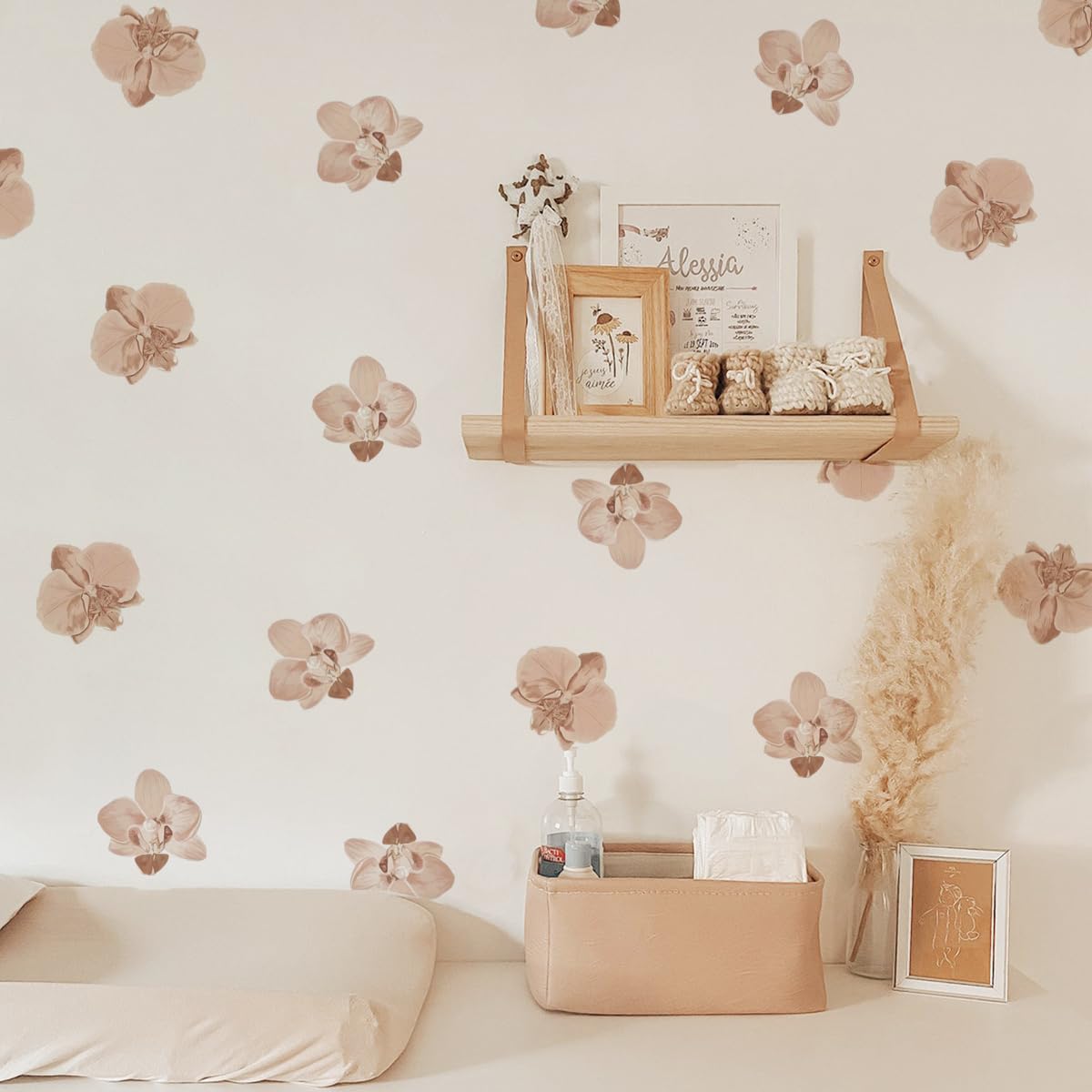 12x36 Inch Boho Floral Set Wall Decal- Nature, Leaves, Flower Themed DIY Boho Wall Decal Mural Set - 56 Pcs Stickers for Kitchen, Nursery, Office Decor - 3x2.5 Inch Decals (Boho Flower Design)